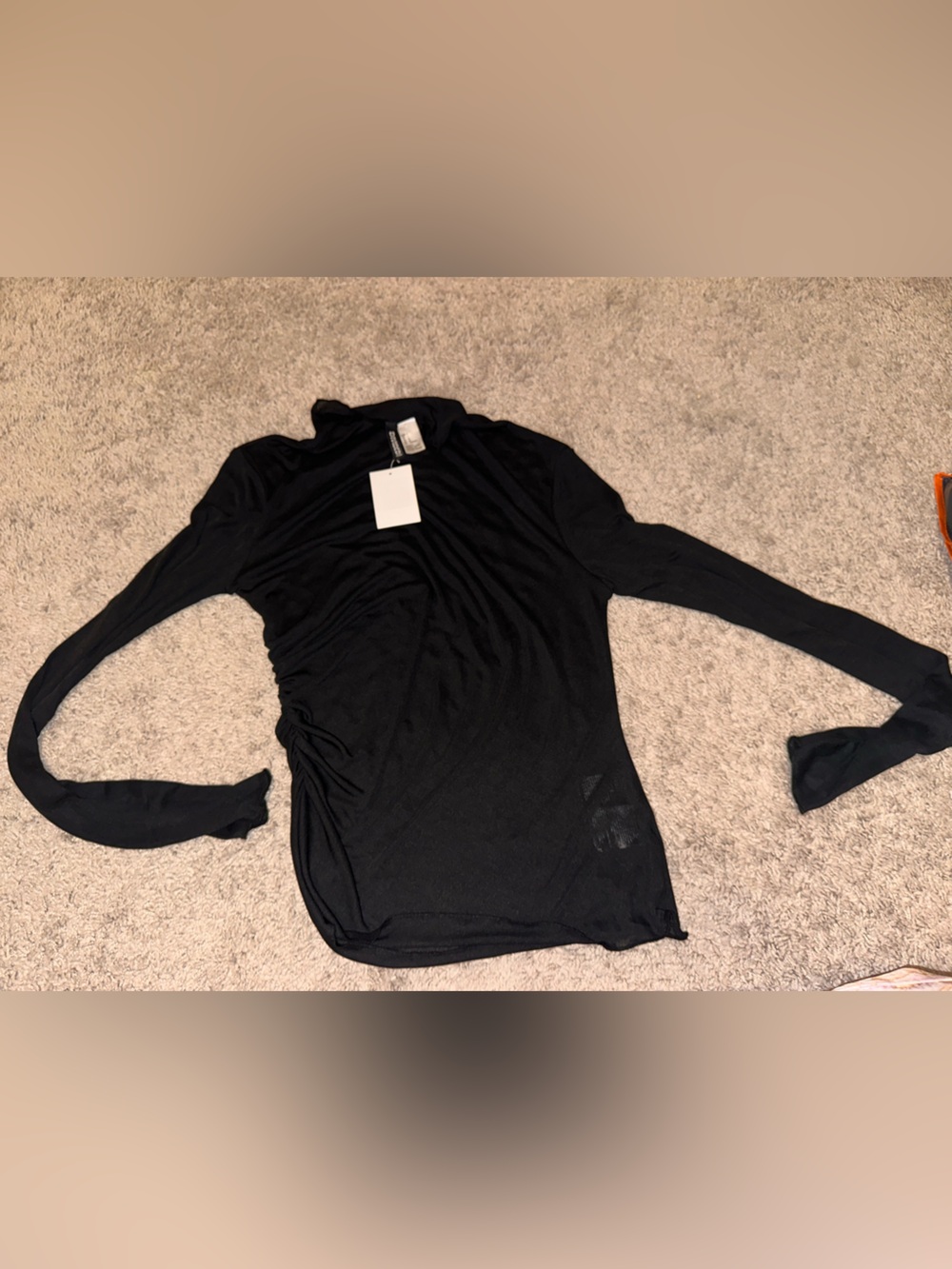 H&M Black Long-Sleeve Mock Neck Top size medium